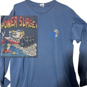 Gilden Yamaha 350 V8 Boat Motor Pro Fishing Graphic TShirt Power Surge Sz. XL